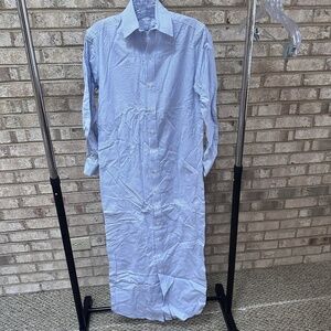 NEW Emily Phillips Blue and White Checkered Maxi Button Down Dress - Women's XS